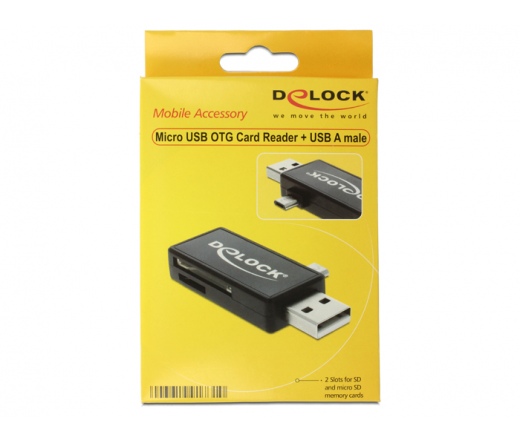 CARD READER DELOCK  Micro USB OTG-kártyaolvasó + USB A-csatlakozódugó (91731)