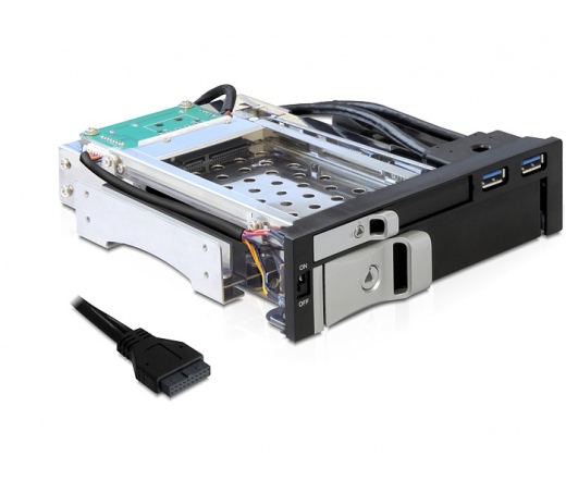 MOBIL RACK 5,25" DELOCK for 1 x 2.5 + 1 x 3.5 SATA HDD + 2 x USB 3.0 ports