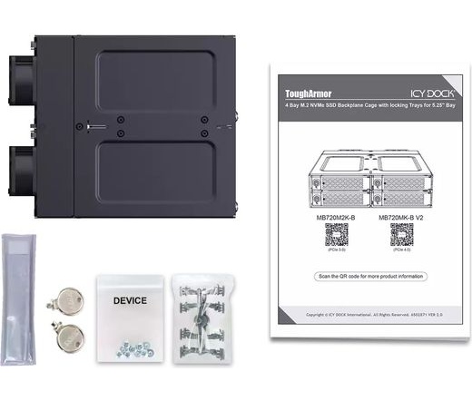 IcyDock 4x M.2 NVMe to 4x MiniSAS HD in 1x 5.25" bay mob rac