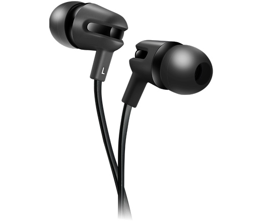 Canyon Stereo earphone with microphone, 1.2m flat cable, Black