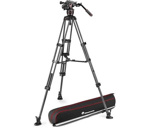 MANFROTTO Nitrotech 608 video fej + karbon állvány középterp., ikerláb MVK608TWINMC