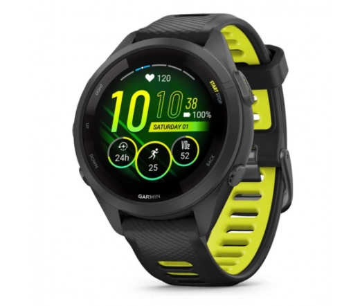 GARMIN Forerunner 265S Black Bezel and Case with Black/Amp Yellow Silicone Band