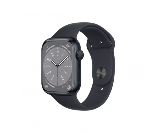 APPLE Watch Series 8 45mm GPS éjfekete alumíniumtok, éjfekete sportszíj