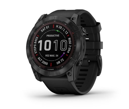 GARMIN Fenix 7X Sapphire Solar - Black DLC Titanium with Black Band