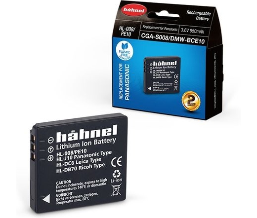 HAHNEL HL-008/PE10 akkumulátor (Panasonic CGA-S008/DMW-BCE10 850 mAh)