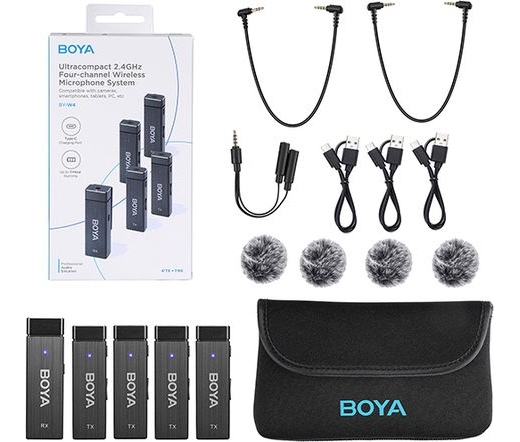 BOYA BY-W4 2.4GHz Univerzális vezetéknélküli szett (1+4)