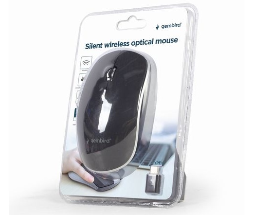 GEMBIRD MUSW-4BSC-01 Silent wireless optical mouse, black, Type-C receiver